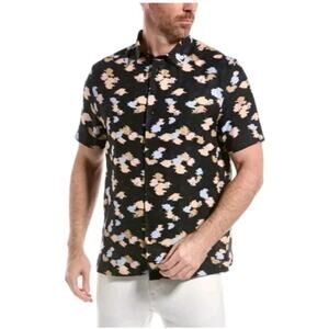 Ted Baker Mens XL (5) Hadrian Abstract 100% Linen Button Up Shirt Casual Resort